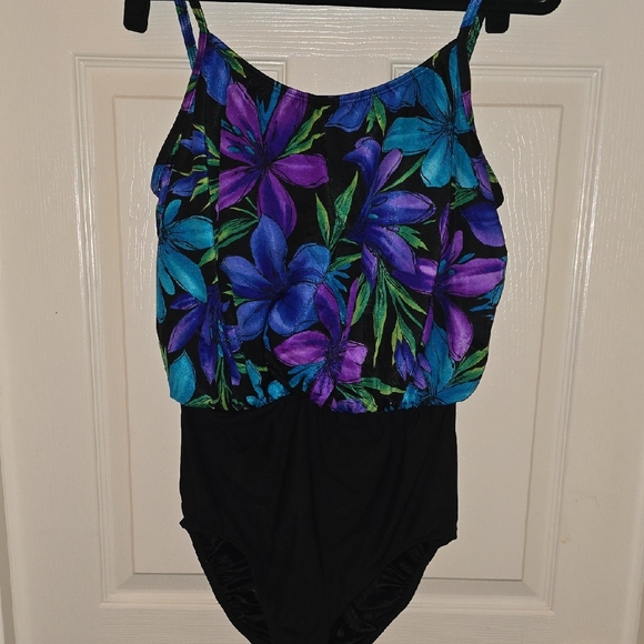 Longitude Other - Longitude Black and Purple One Piece Swimsuit(215)